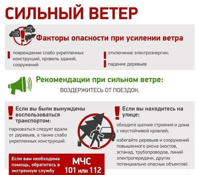 Безопастность при усиление ветра.